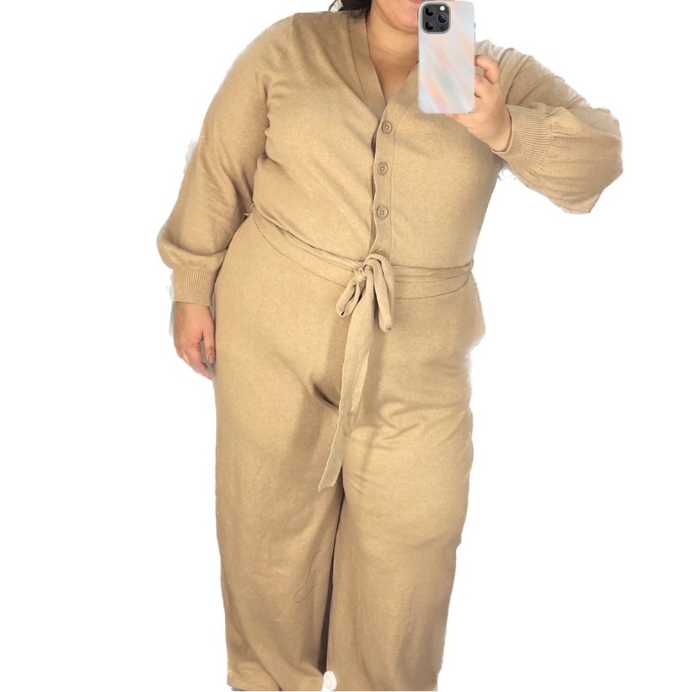 NWT Camel Sweater Knit Jumpsuit - Picture 2 of 6